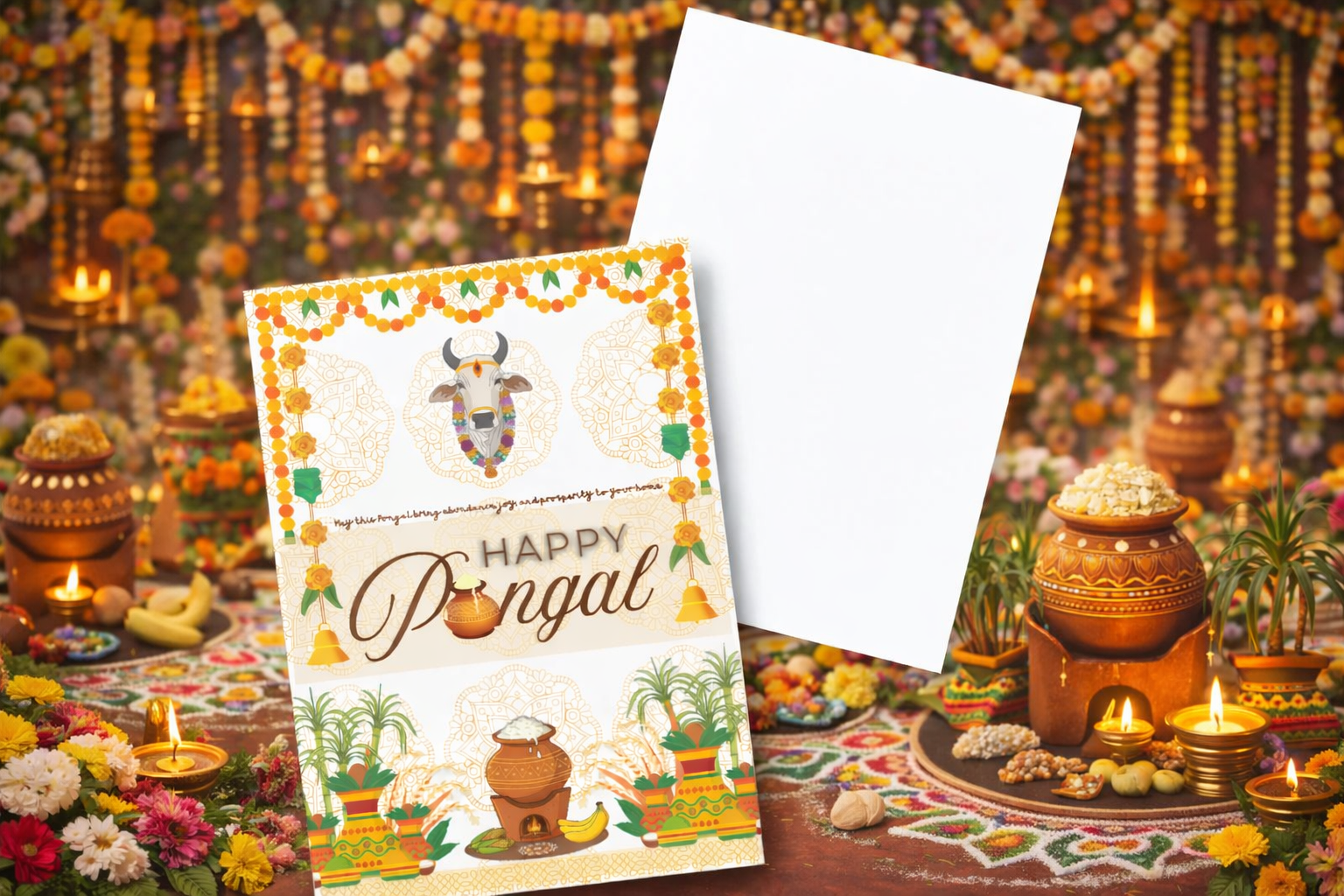 Happy Pongal Festival Art Print | South Indian Harvest Decor (Digital Download)
