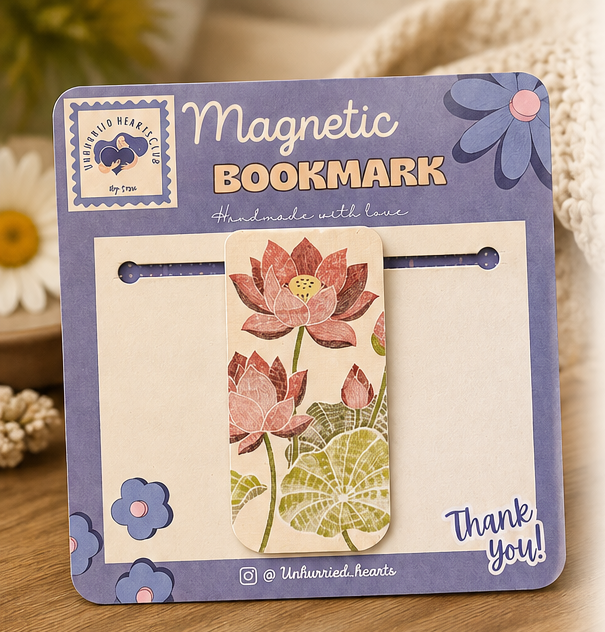 Magnetic Lotus Bookmark | Handmade Floral Bookmark for Books, Journals & Planners