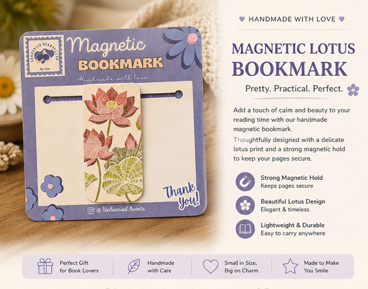Magnetic Lotus Bookmark | Handmade Floral Bookmark for Books, Journals & Planners