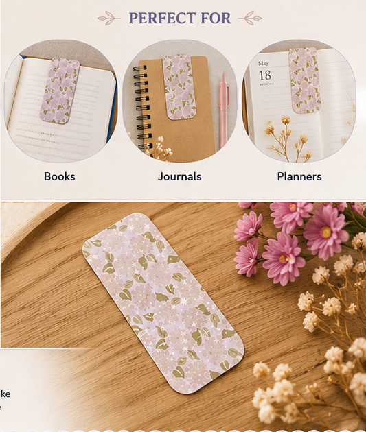 Lilac Floral Magnetic Bookmark | Handmade Bookmark for Books, Journals & Planners