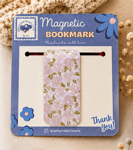 Lilac Floral Magnetic Bookmark | Handmade Bookmark for Books, Journals & Planners
