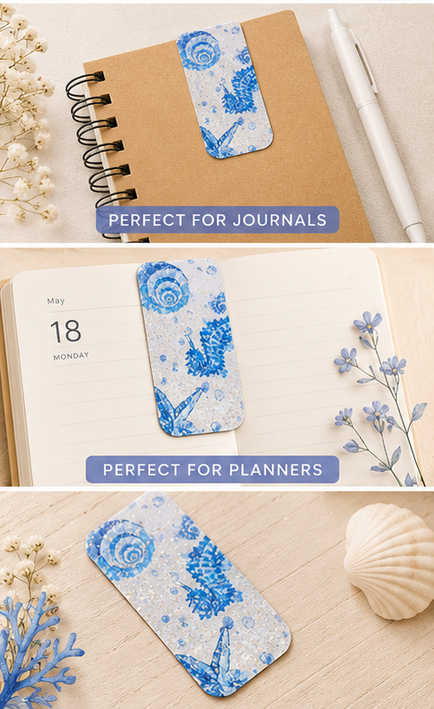 Seahorse & Seashell Magnetic Bookmark | Handmade Ocean-Inspired Bookmark for Books, Journals & Planners