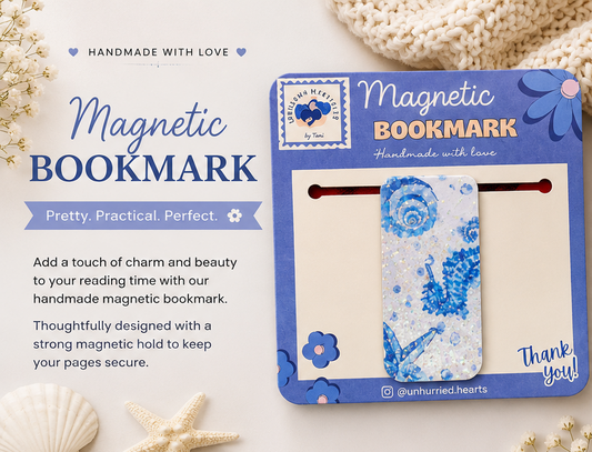 Seahorse & Seashell Magnetic Bookmark | Handmade Ocean-Inspired Bookmark for Books, Journals & Planners