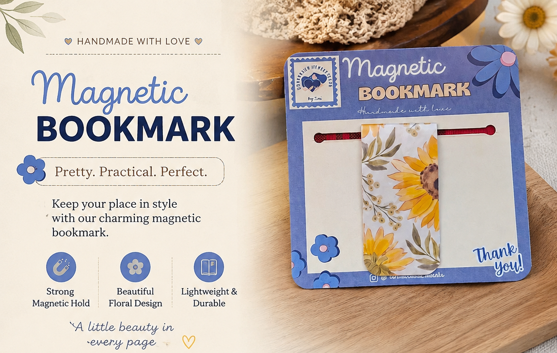 Magnetic Sunflower Bookmark | Handmade Floral Book & Journal Bookmark